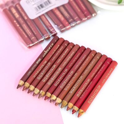 پک 12 عددی رژ لب مدادی گاش کالر Gosh Color ضدآب ، مات و مخملی