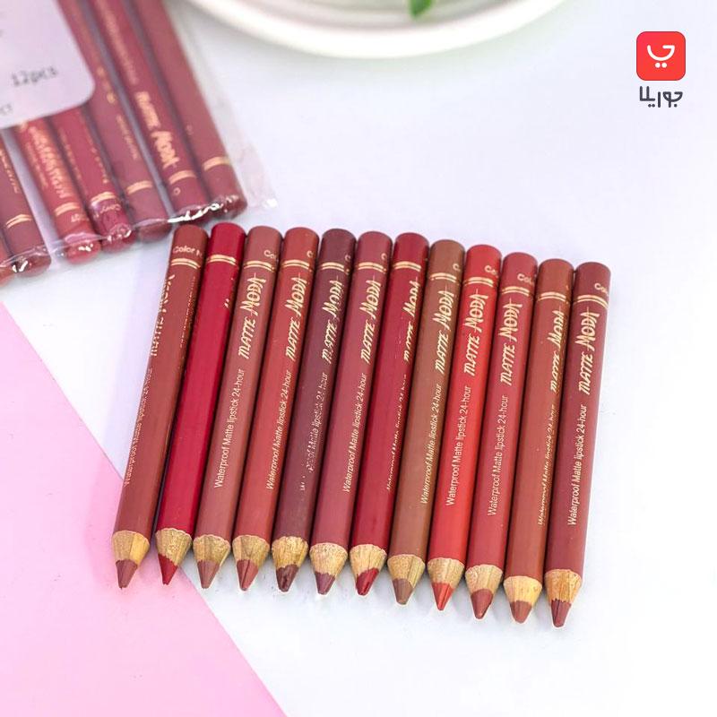 پک 12 عددی رژلب مدادی مودا مدل Matte Moda