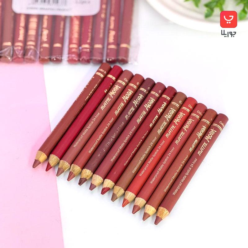 پک 12 عددی رژلب مدادی مودا مدل Matte Moda
