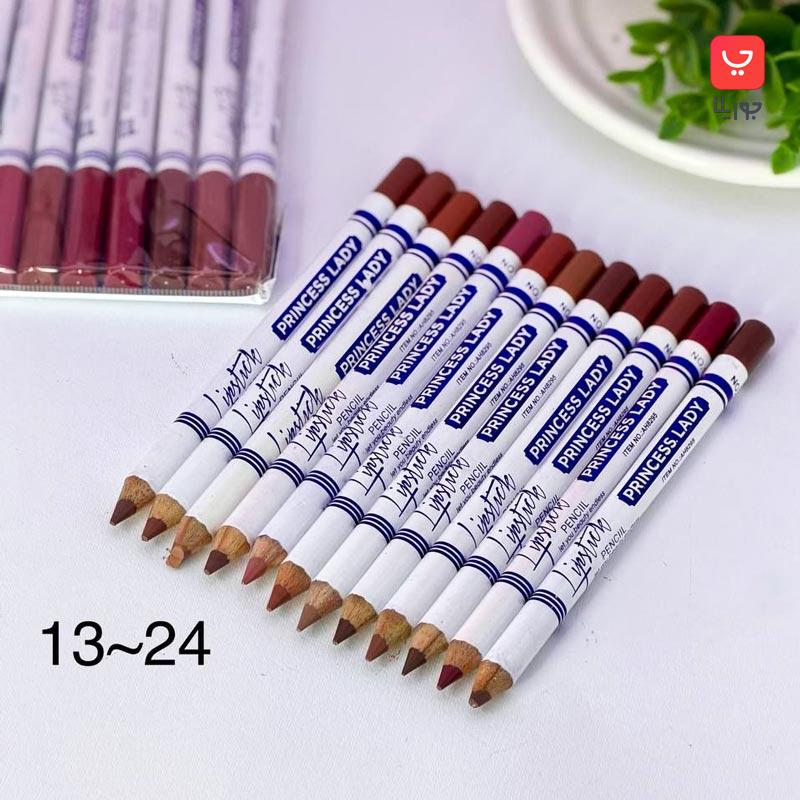 پک 12 عددی رژ لب مدادی پرنسس لیدی حاوی ویتامین و روغن آرگان