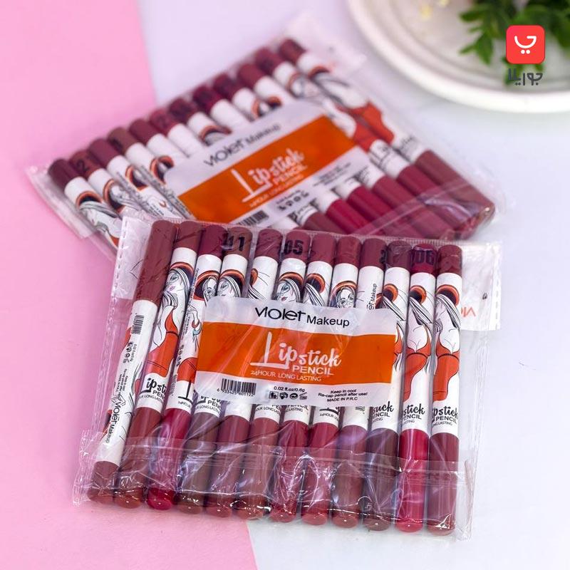 پک 12 عددی رژ لب مدادی ویولت Violet Lipstick