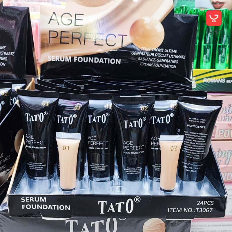 کرم پودر تیوپی تاتو Tato با کاور و پوشش یکدست و بالا مدل Age Perfect