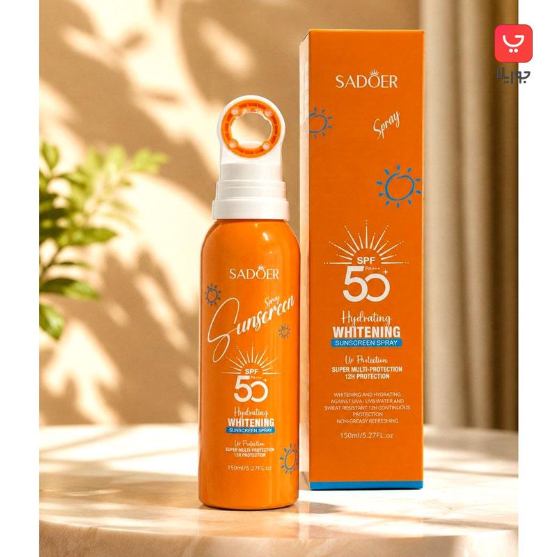 اسپری ضد آفتاب برند سادور Sadoer آبرسان و روشن کننده حاوی spf50